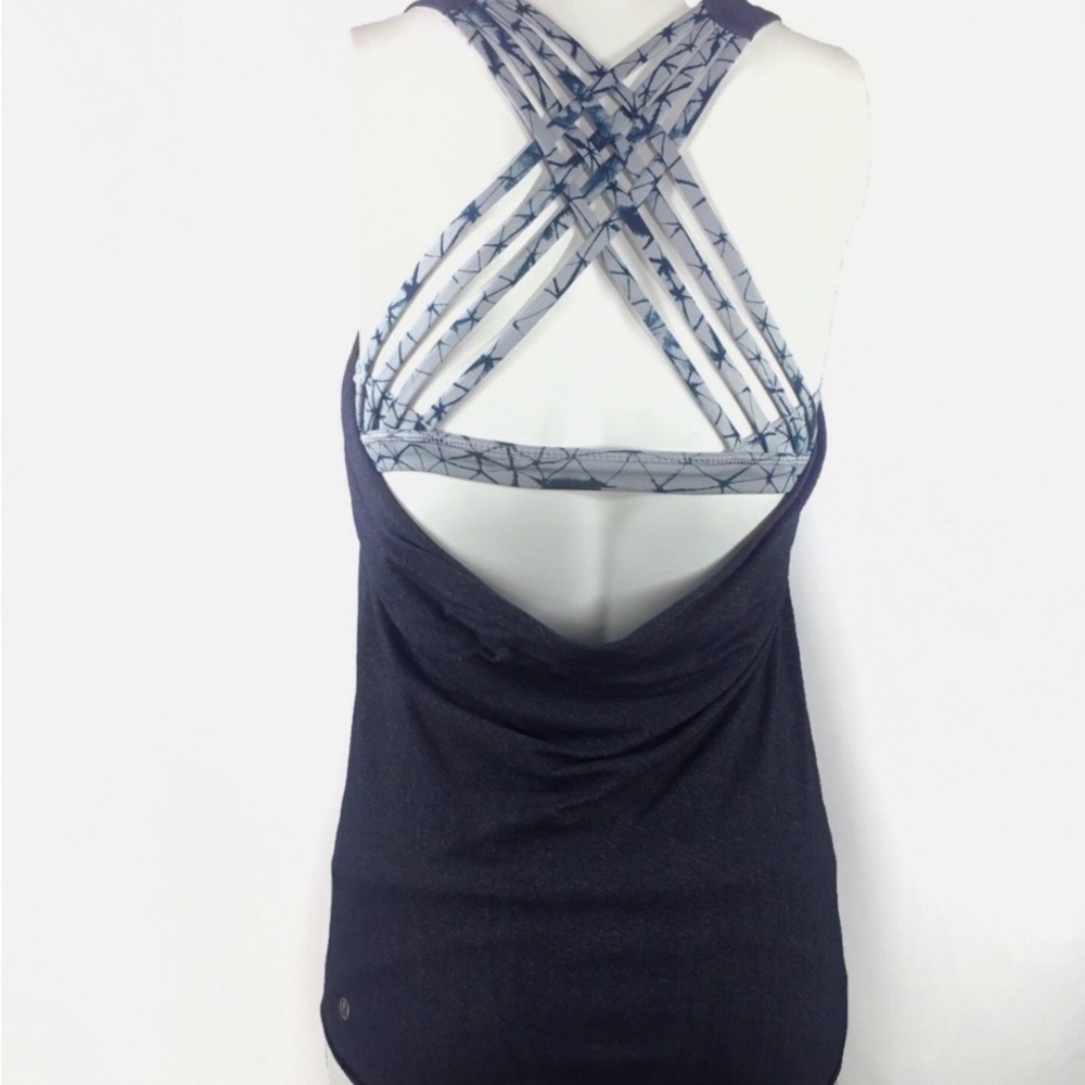 lululemon athletica Black Tank Top with Patterned Strappy Back